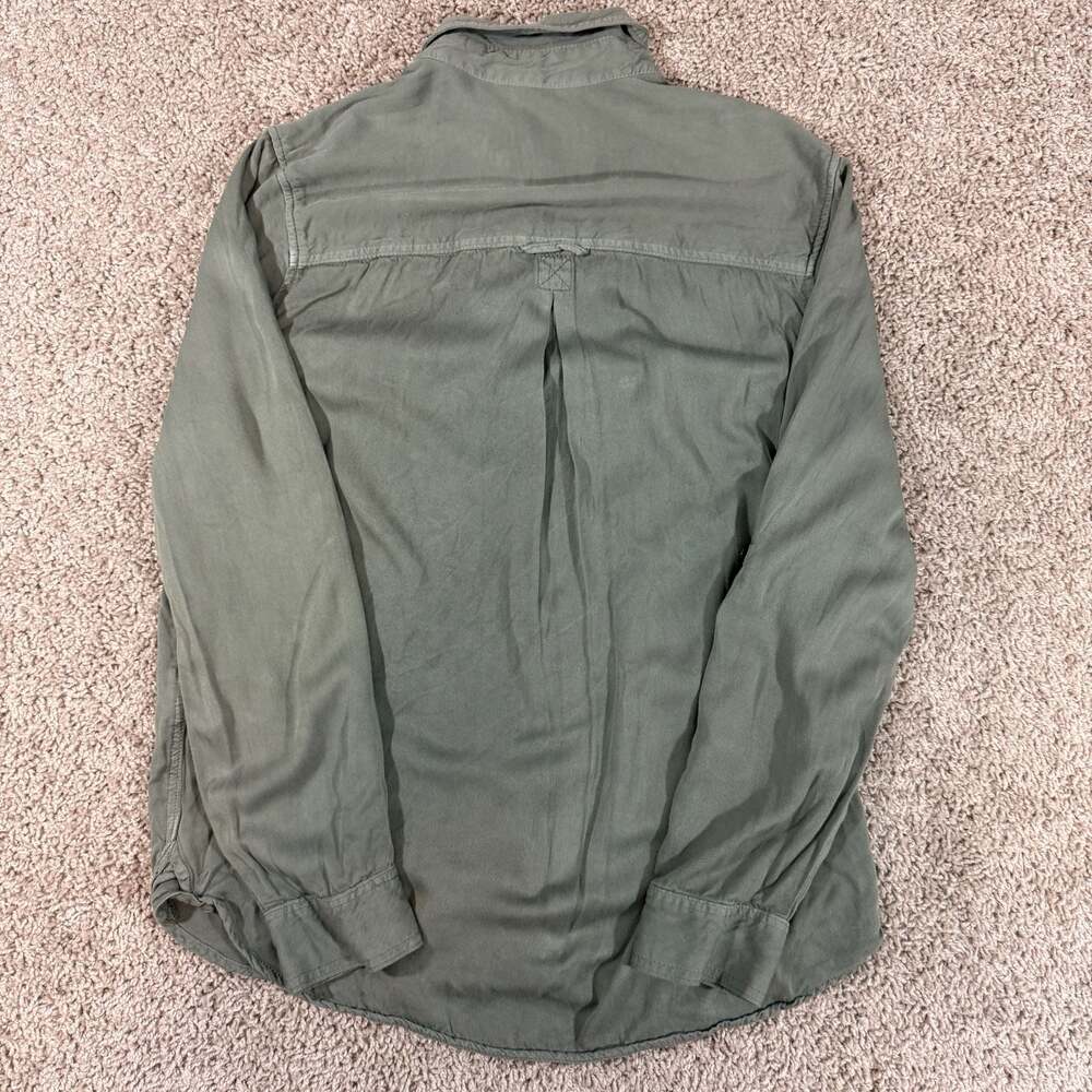 American Eagle Boyfriend Fit Utility Shirt Womens M Olive Green Button Front - Picture 2 of 7